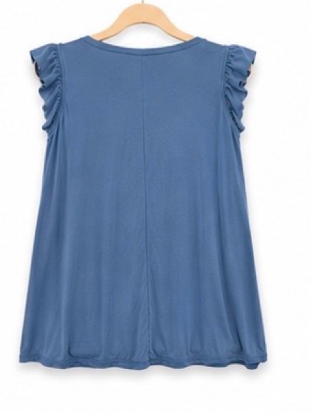 Alyssa Thomas NY Dusty Blue V-Neck Ruffle Sleeve Top - Small - Picture 2 of 8